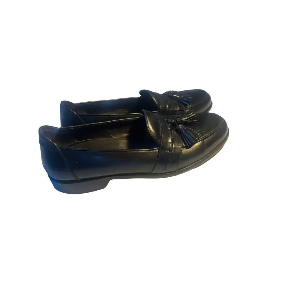 Bragano By Cole Haan Men's Black Leather Moc Toe Tassel Loafer size  10M